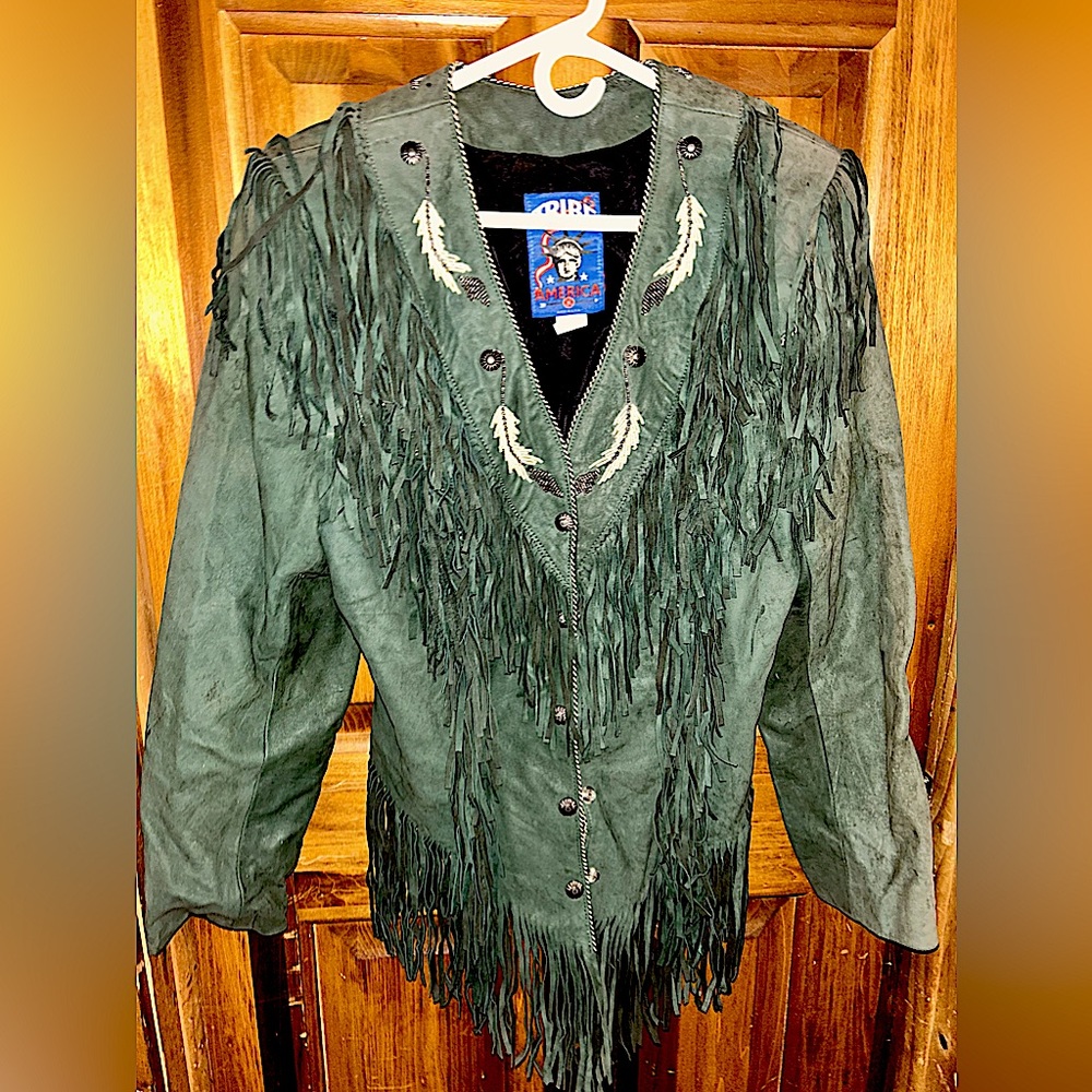 Tribe America Genuine Leather Woman’s Fringed Duster Jacket
